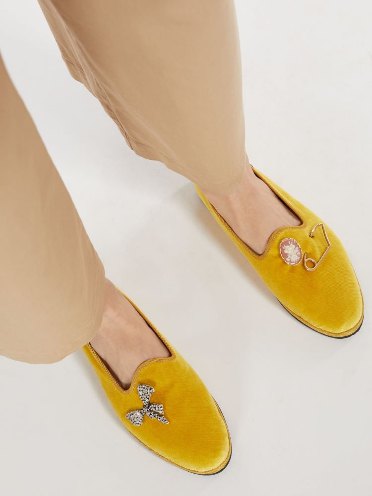 Velvet loafers, bright yellow - Weekend Max Mara