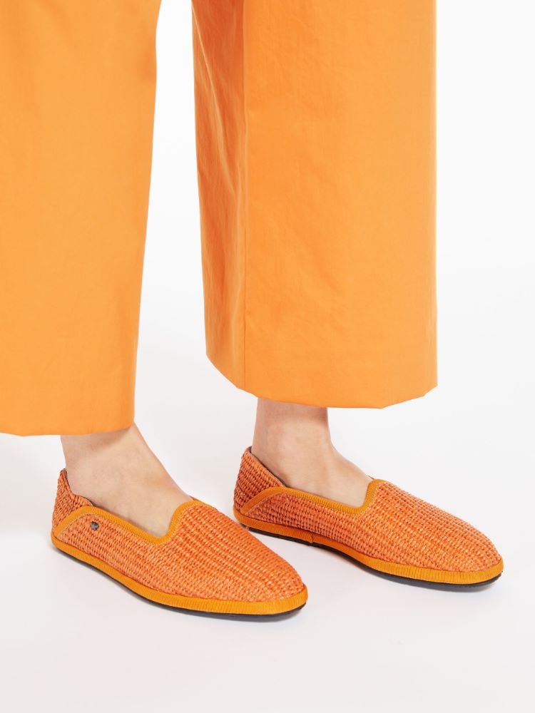 Straw Friulane shoe-slippers, peach - Weekend Max Mara