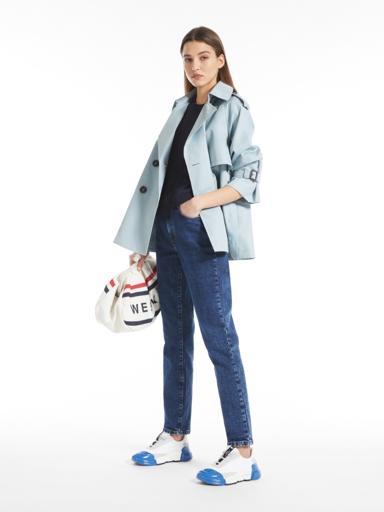 Leather, nylon and suede sneakers, cornflower blue - Weekend Max Mara