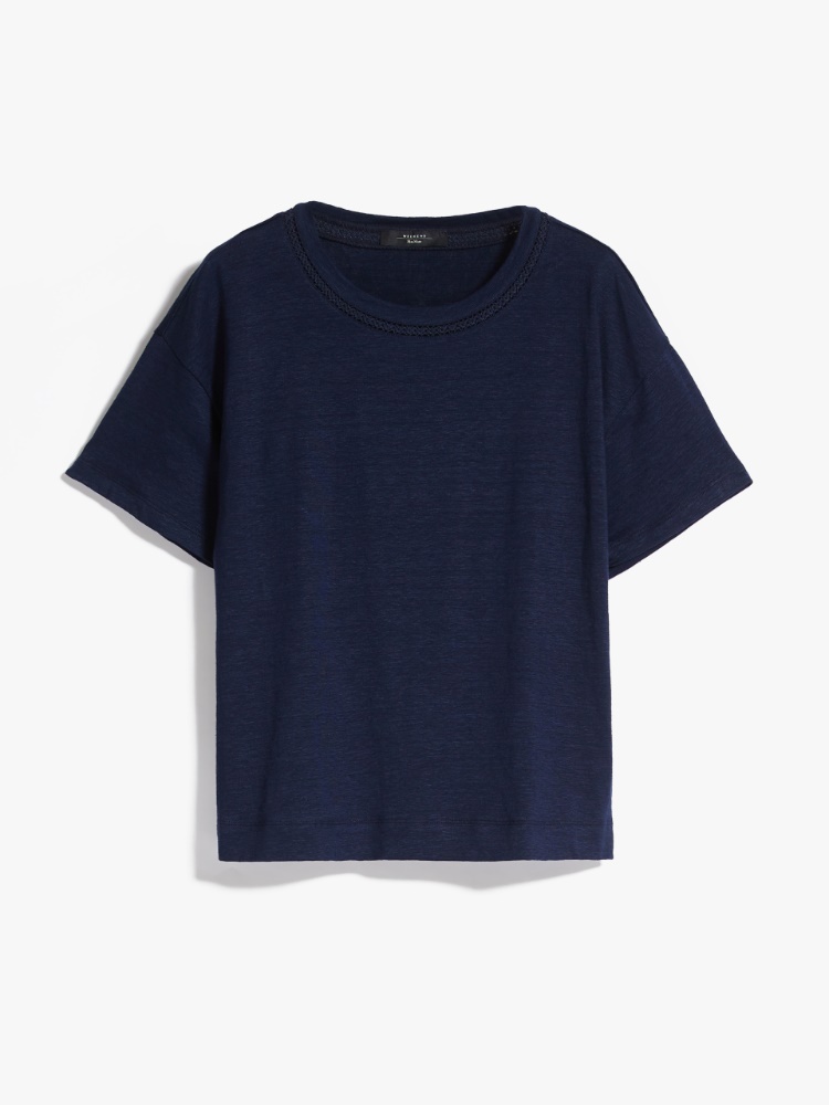 Linen jersey blouse , navy - Weekend Max Mara