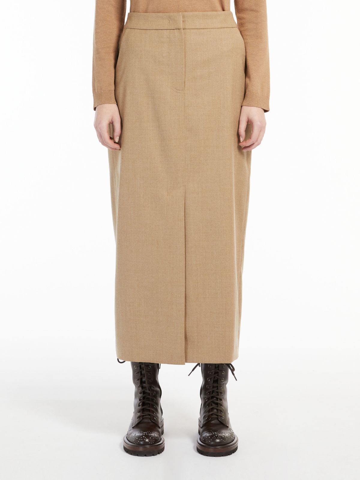 Wool flannel skirt - CAMEL - Weekend Max Mara - 2
