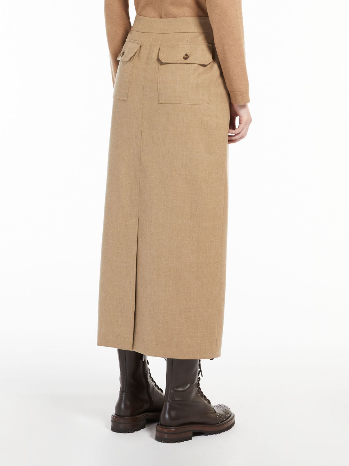 Wool flannel skirt - CAMEL - Weekend Max Mara - 3