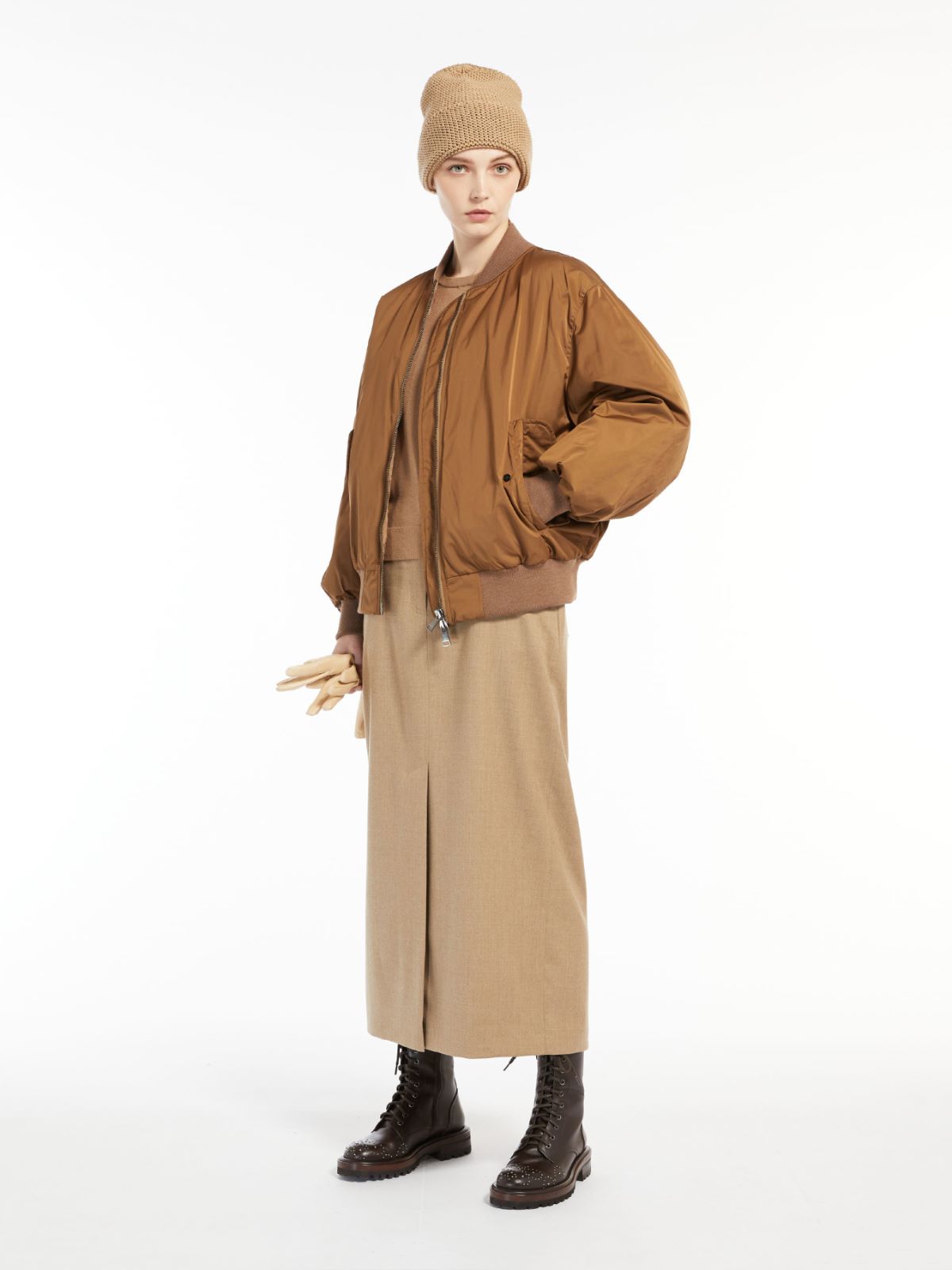 Wool flannel skirt - CAMEL - Weekend Max Mara