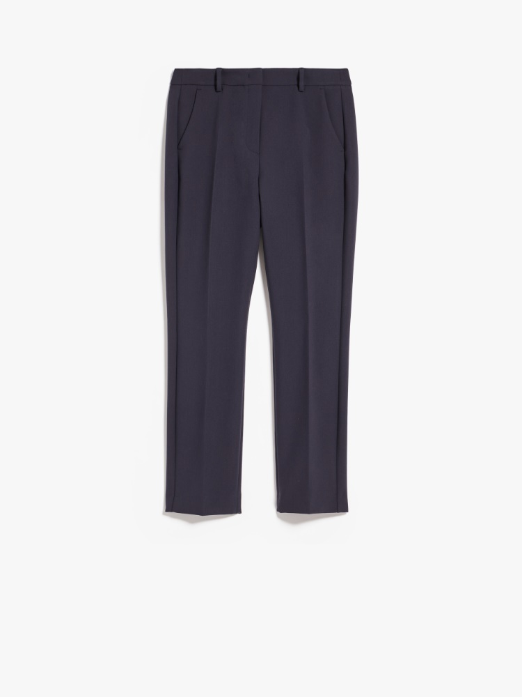 Double viscose-blend cloth trousers, navy | Weekend Max Mara