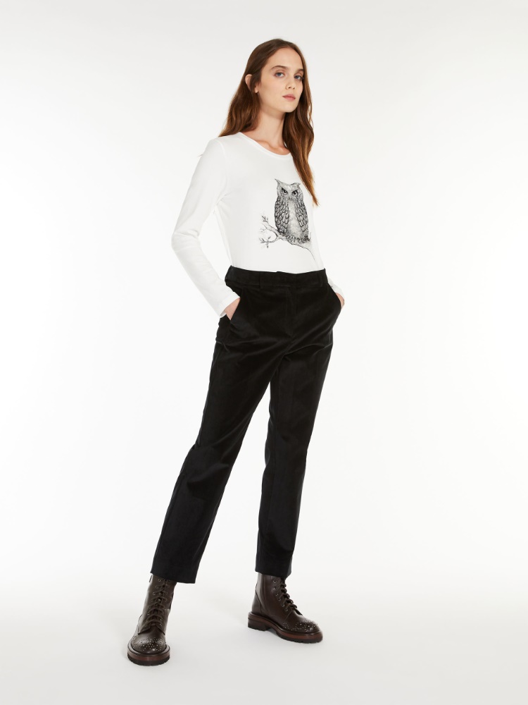 FUNGO_crosselling_img Cotton velvet trousers - BLACK - Weekend Max Mara