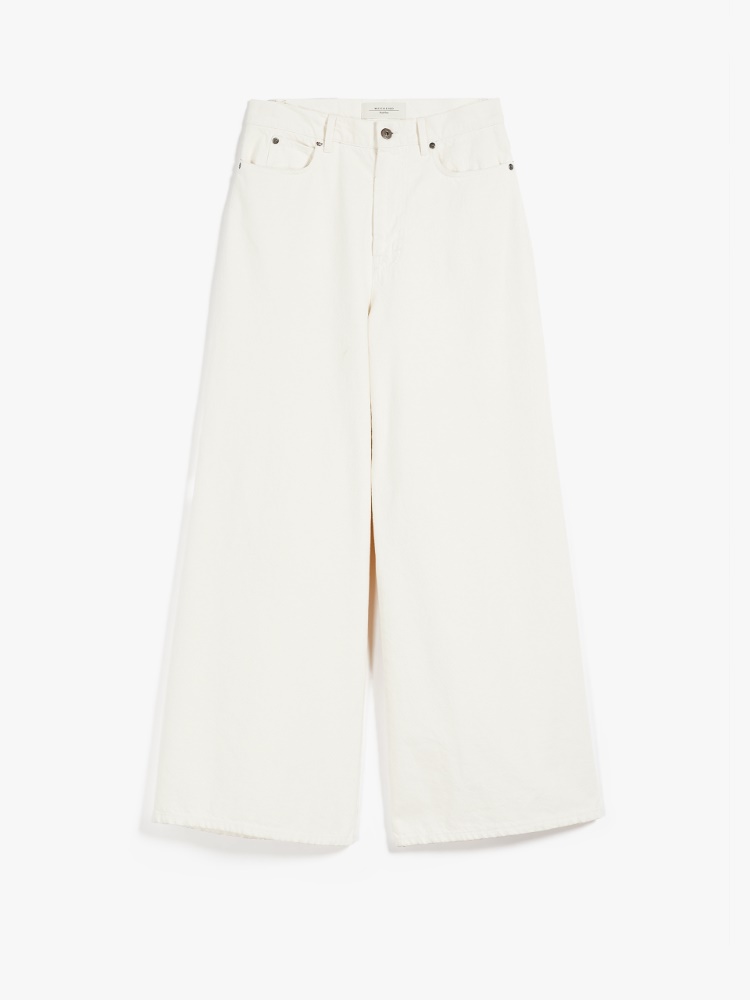 Cotton bull denim trousers, ecru | Weekend Max Mara