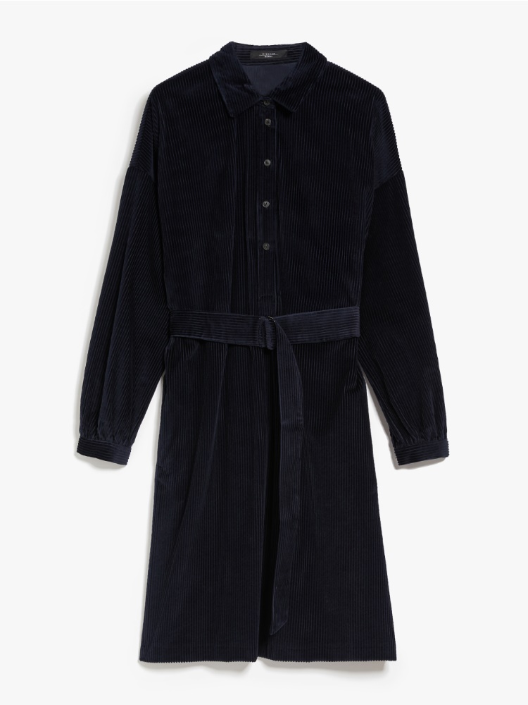 Cotton velvet shirt dress, ultramarine | Weekend Max Mara