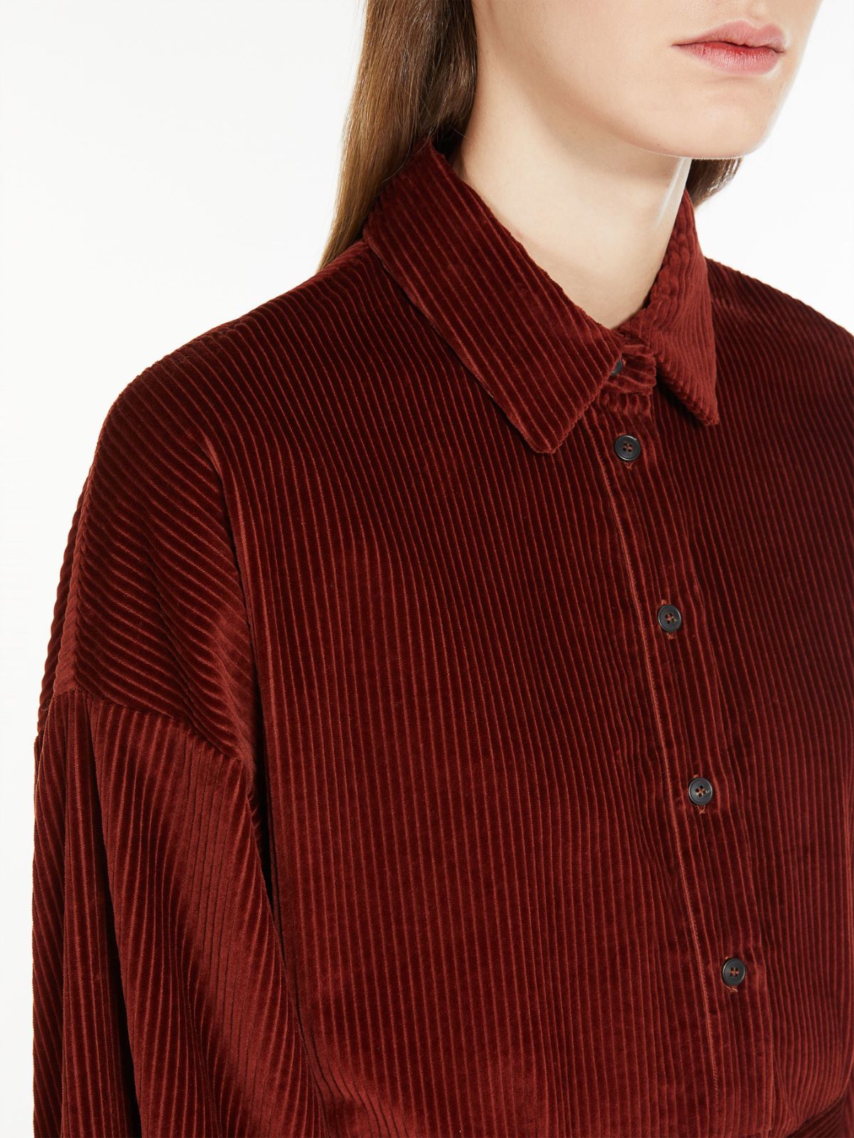 Cotton velvet shirt dress - RUST - Weekend Max Mara - 4