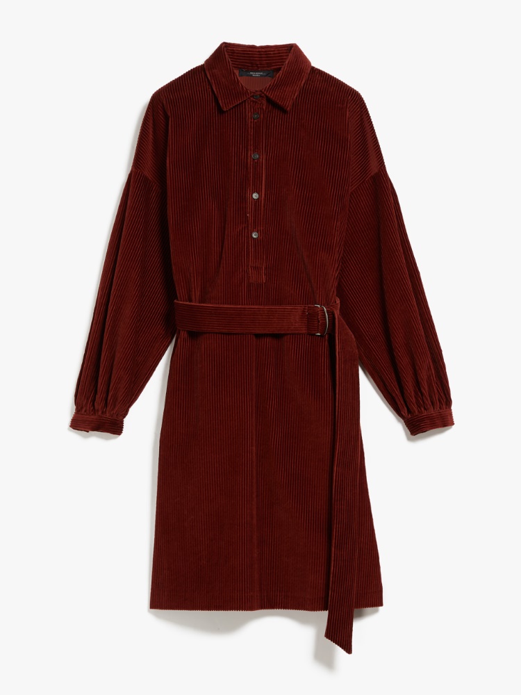 Cotton velvet shirt dress, rust | Weekend Max Mara