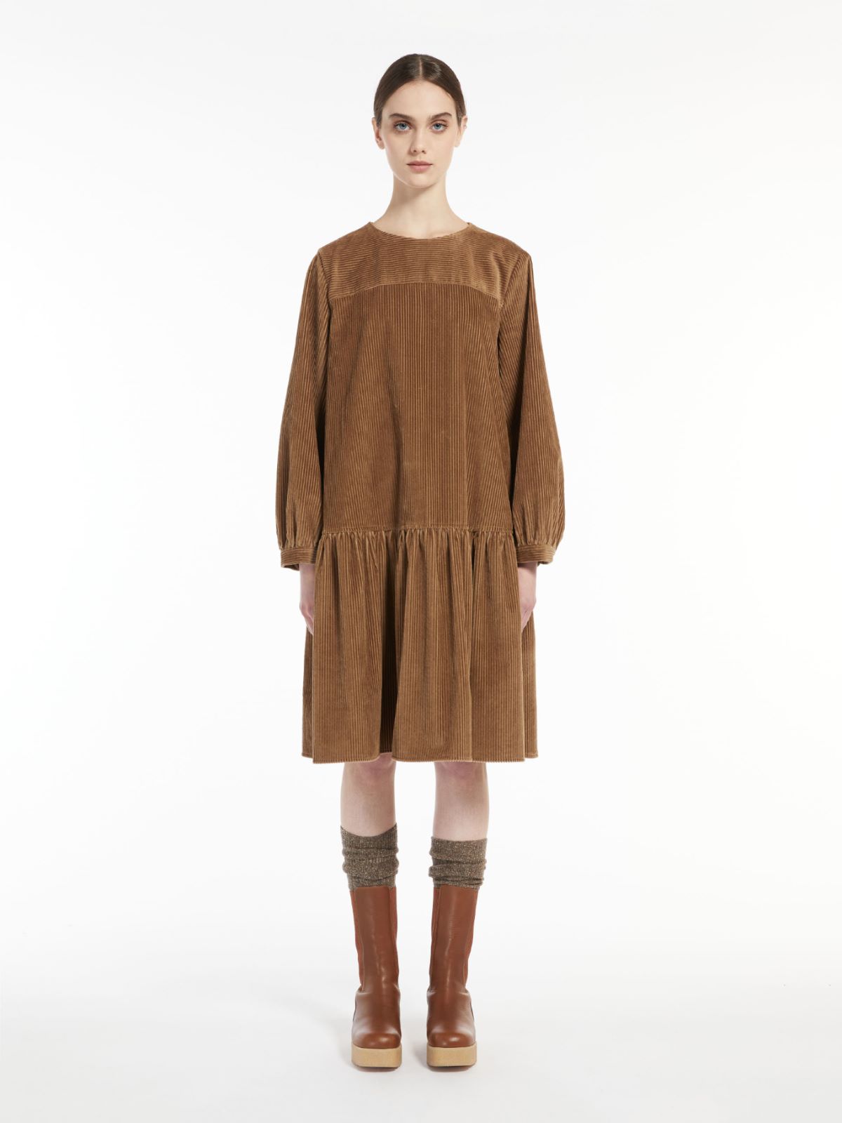 Cotton velvet dress - CAMEL - Weekend Max Mara - 2 Cotton velvet dress - CAMEL - Weekend Max Mara - 2
