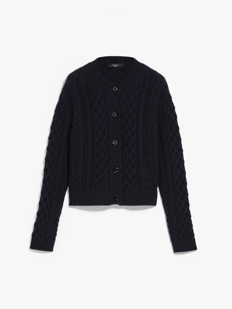 Carded wool cardigan, navy | Weekend Max Mara