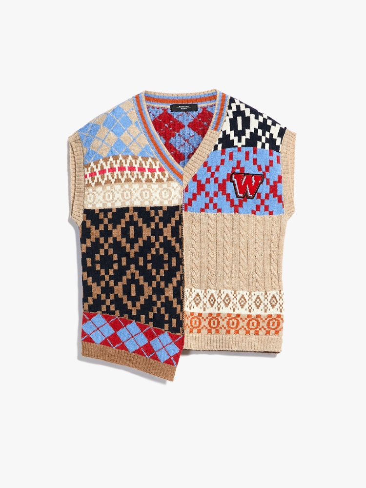 Alpaca and wool blend-knit gilet, beige - Weekend Max Mara