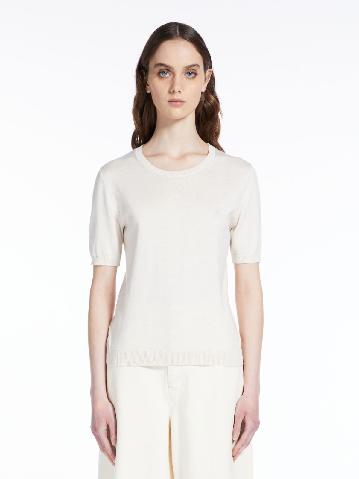 Cotton and silk-knit T-shirt - IVORY - Weekend Max Mara - 2