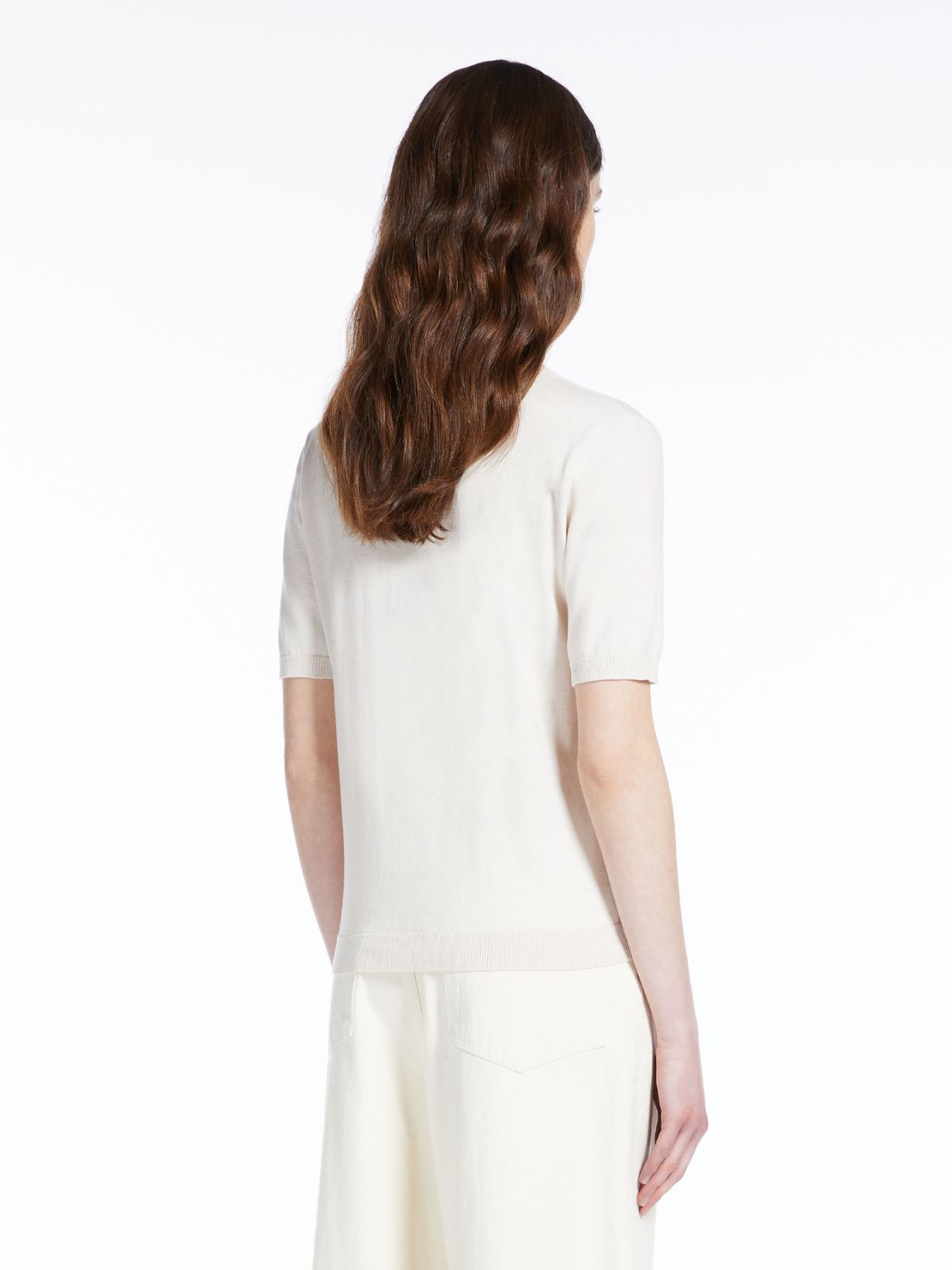 Cotton and silk-knit T-shirt - IVORY - Weekend Max Mara - 3