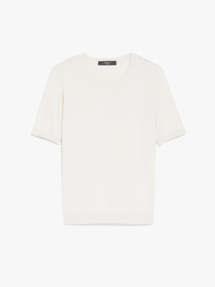 Cotton and silk-knit T-shirt - IVORY - Weekend Max Mara