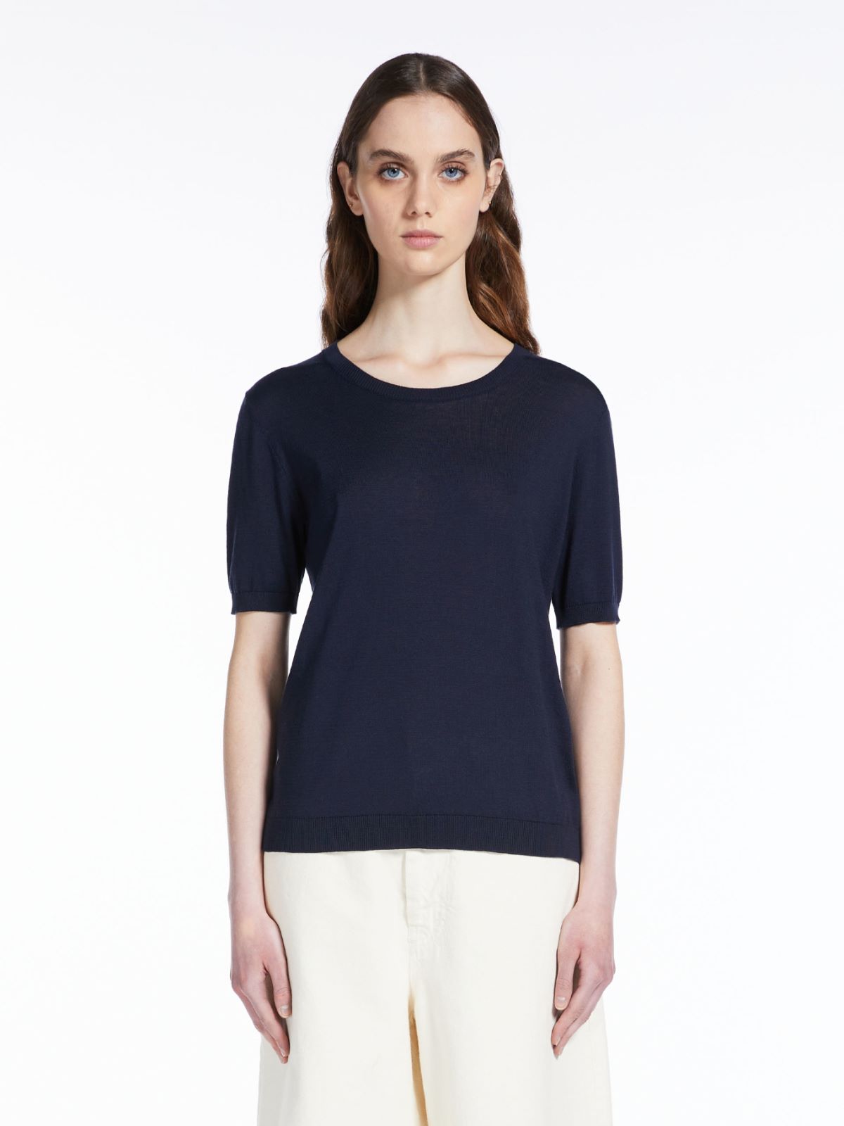 Cotton and silk-knit T-shirt - NAVY - Weekend Max Mara - 2