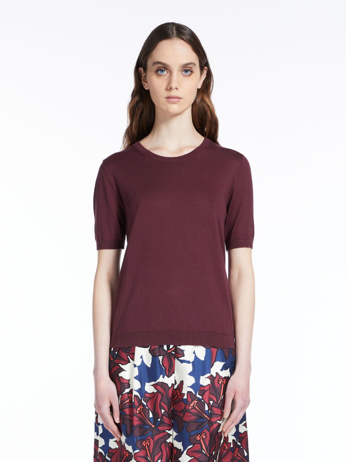 Cotton and silk-knit T-shirt - PLUM - Weekend Max Mara - 2 Cotton and silk-knit T-shirt - PLUM - Weekend Max Mara - 2