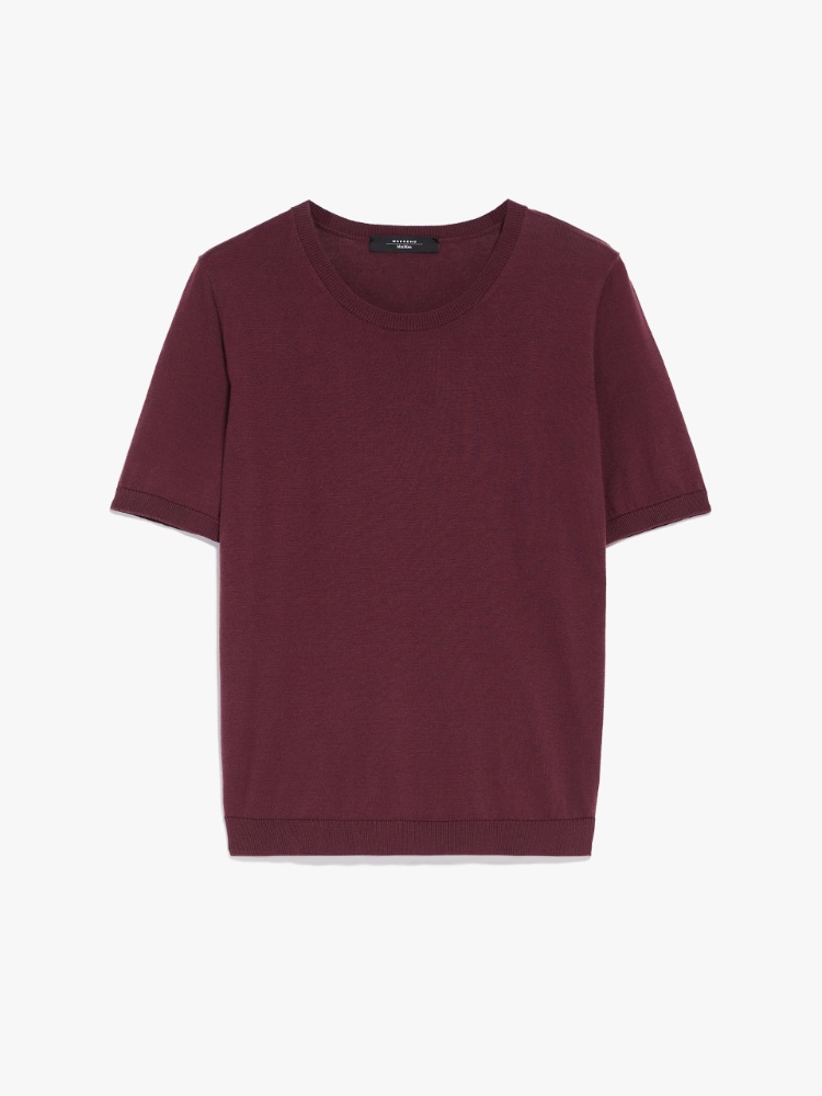 Cotton and silk-knit T-shirt, plum | Weekend Max Mara