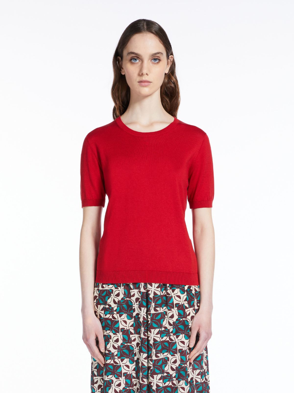 Cotton and silk-knit T-shirt - RED - Weekend Max Mara - 2