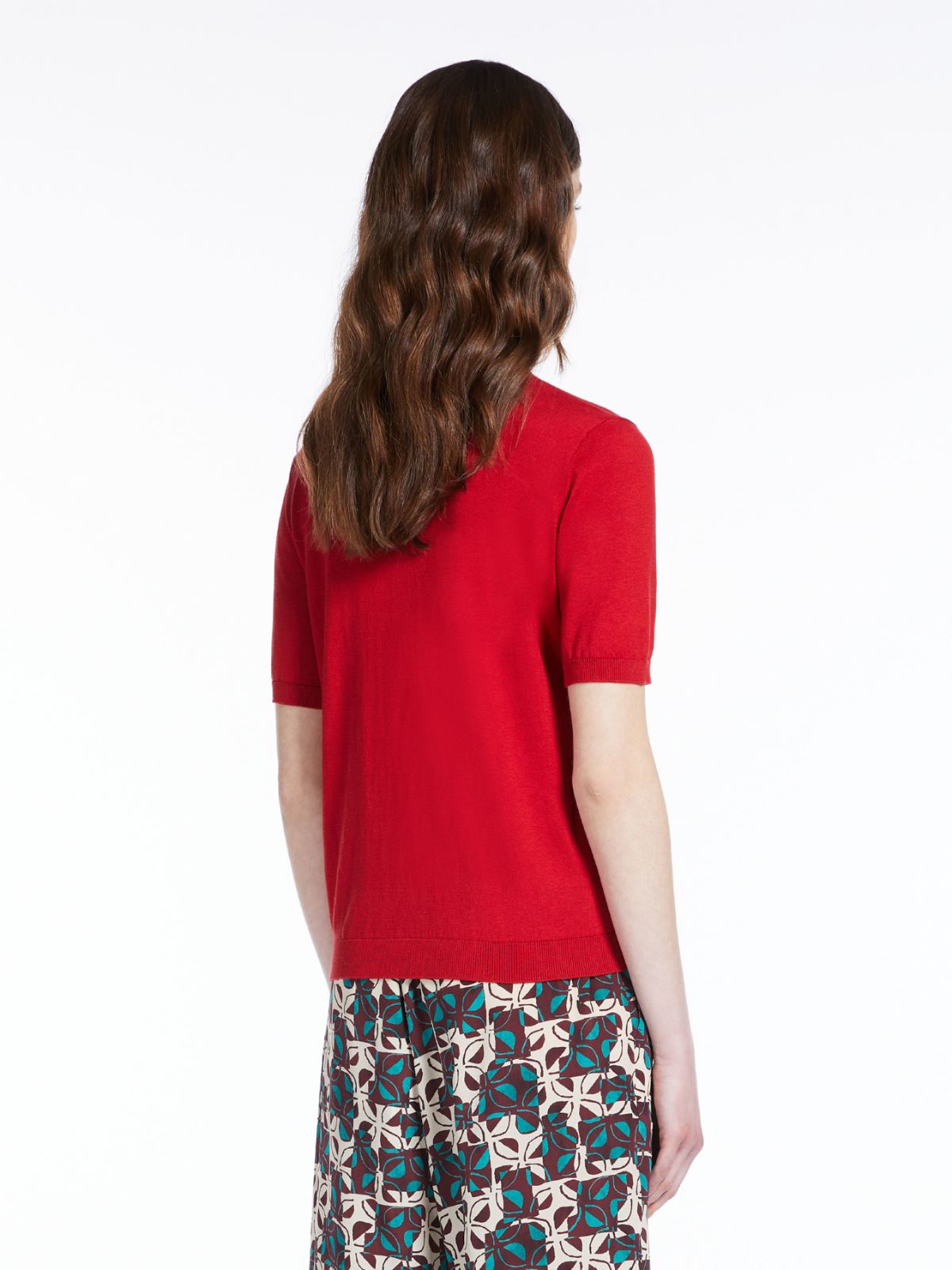 Cotton and silk-knit T-shirt - RED - Weekend Max Mara - 3