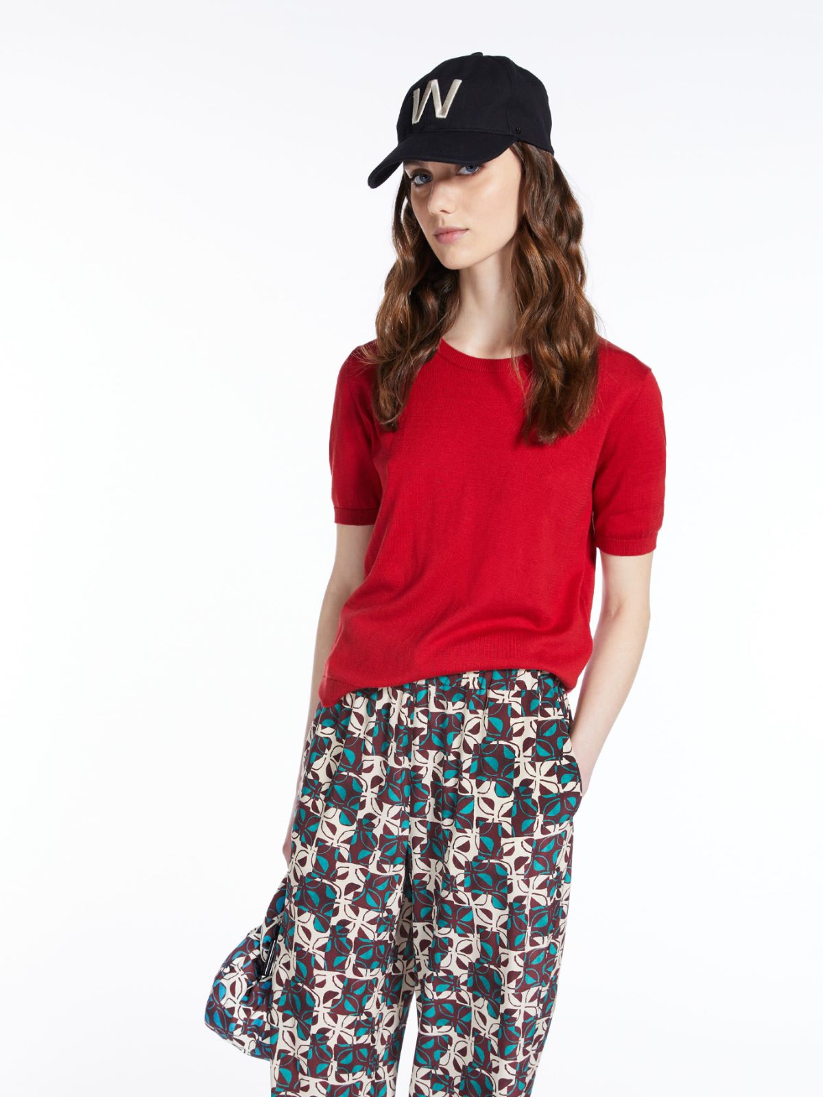 Cotton and silk-knit T-shirt - RED - Weekend Max Mara - 4