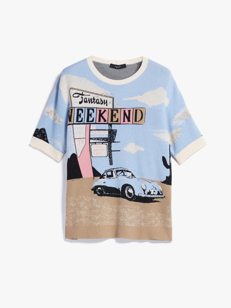 Viscose-knit T-shirt, light blue | Weekend Max Mara