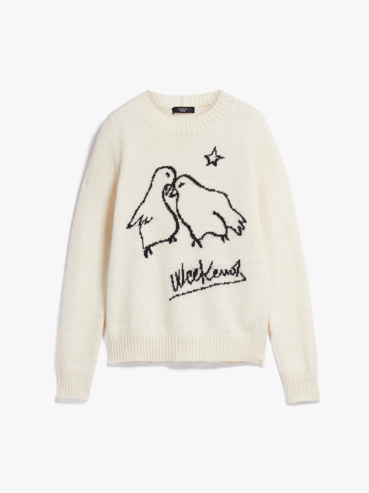 Alpaca and cotton-blend yarn sweater, white - Weekend Max Mara