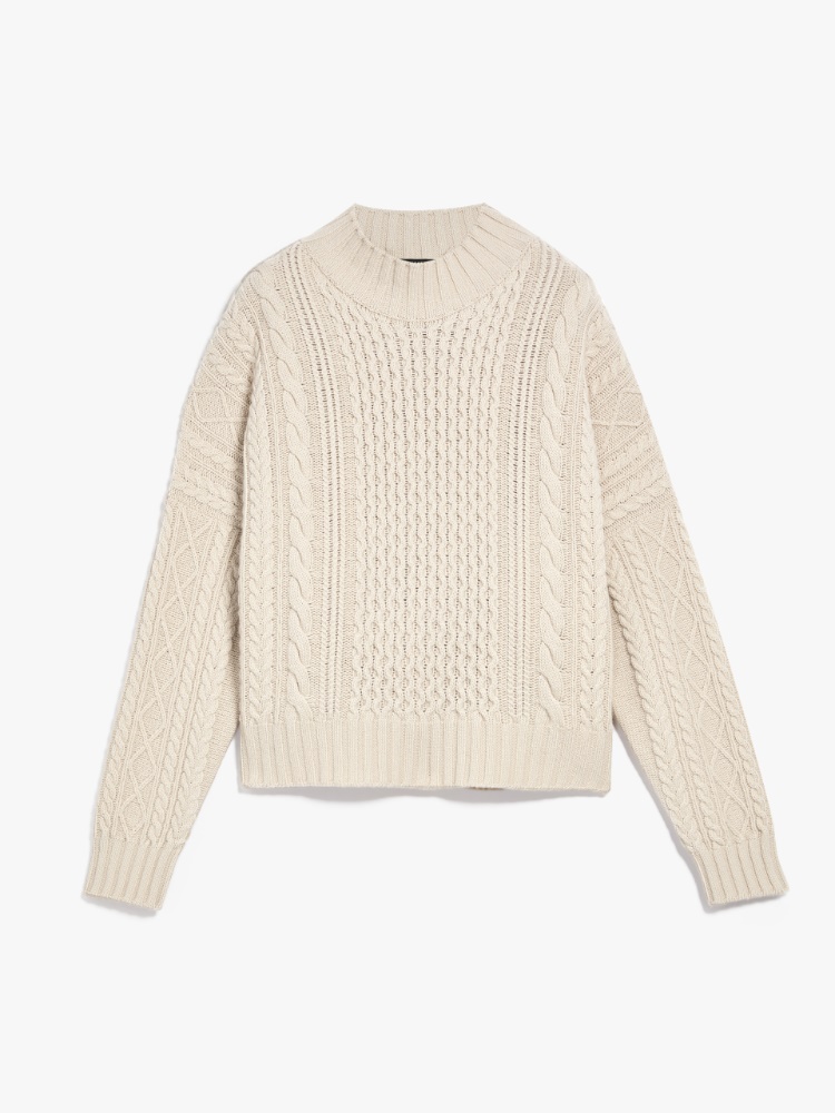 Carded wool yarn sweater, beige | Weekend Max Mara