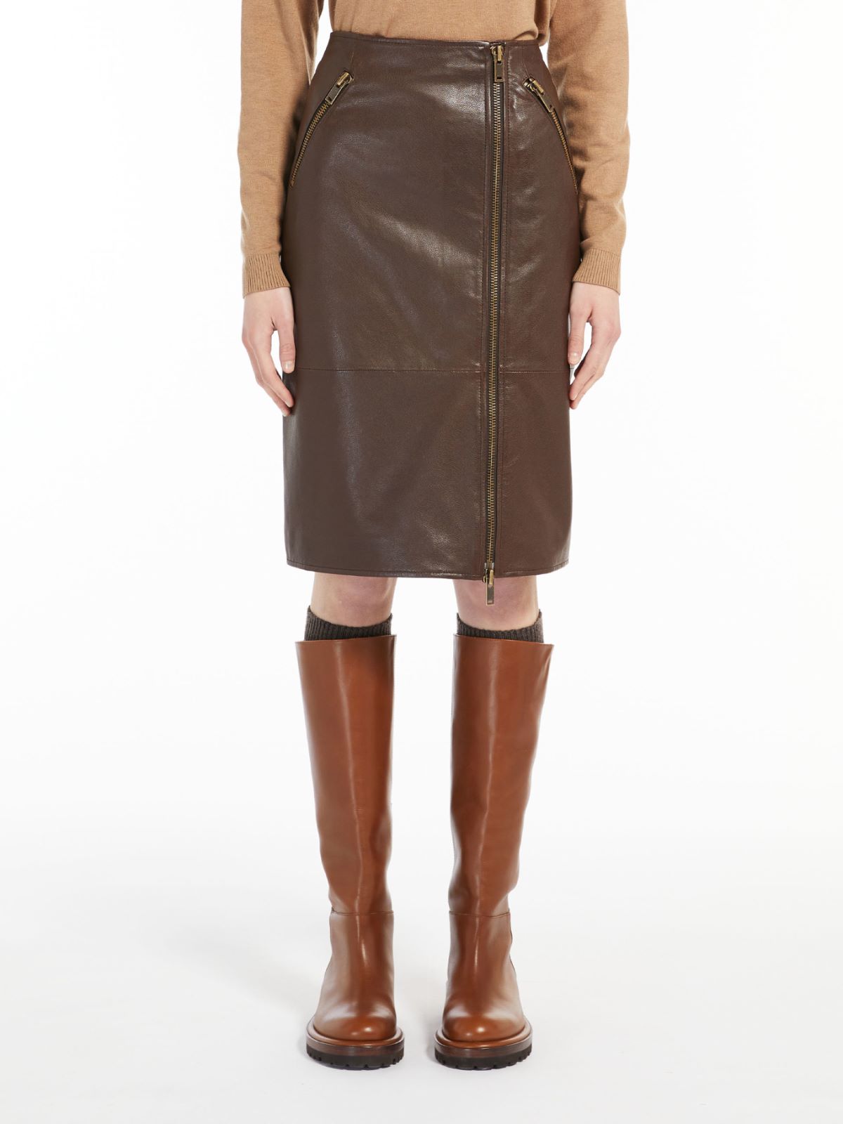 Nappa leather skirt - BROWN - Weekend Max Mara - 2