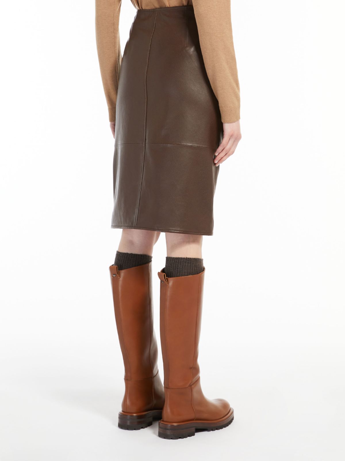 Nappa leather skirt - BROWN - Weekend Max Mara - 3