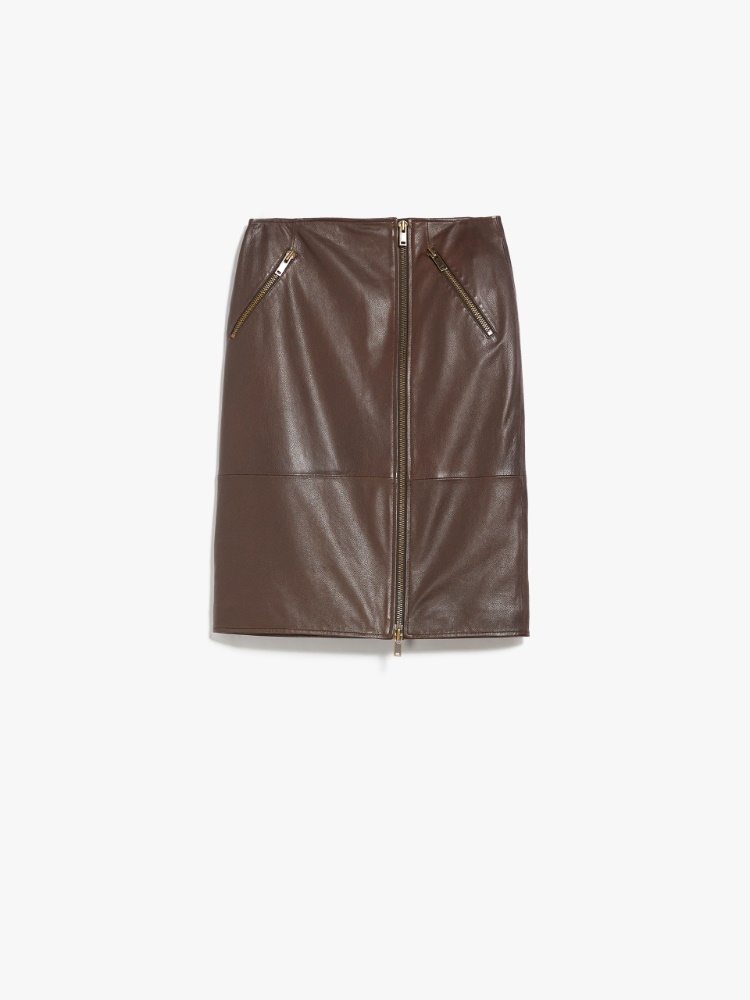 Nappa leather skirt, brown | Weekend Max Mara