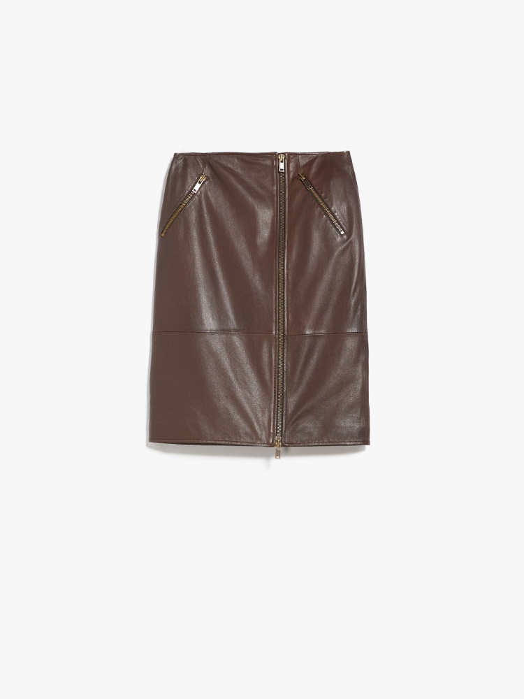 Nappa leather skirt - BROWN - Weekend Max Mara