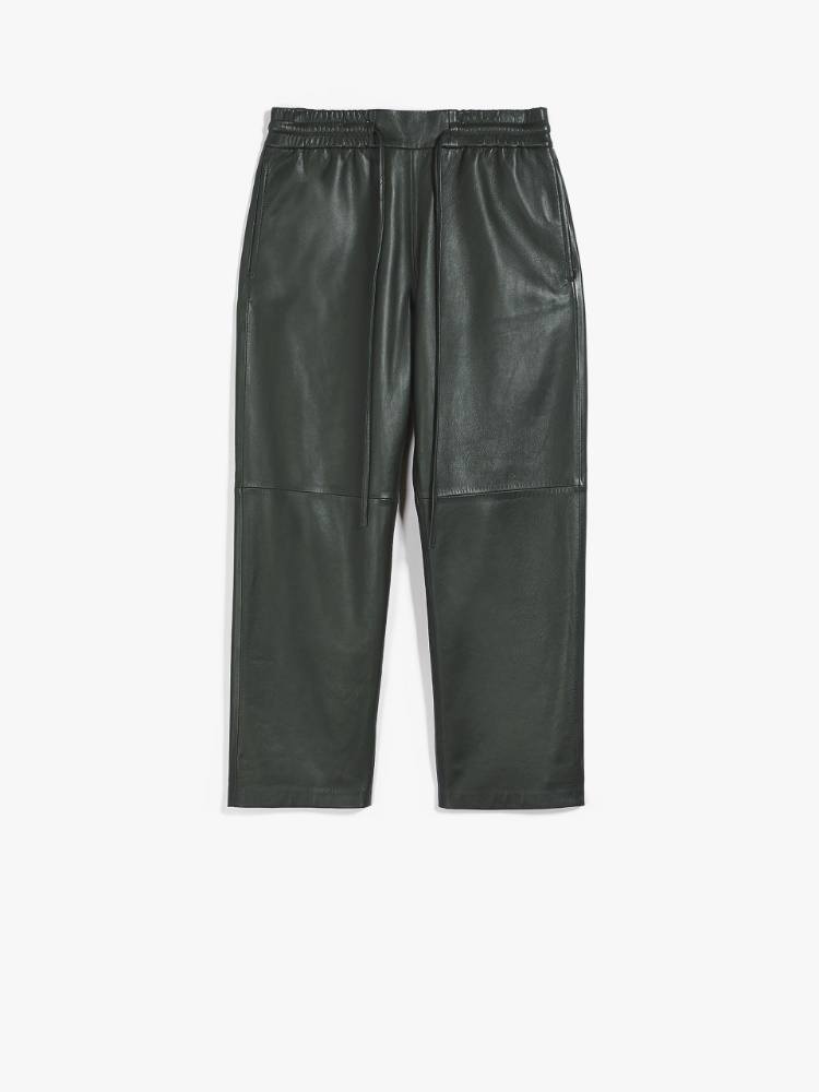 Nappa leather trousers, kaki | Weekend Max Mara