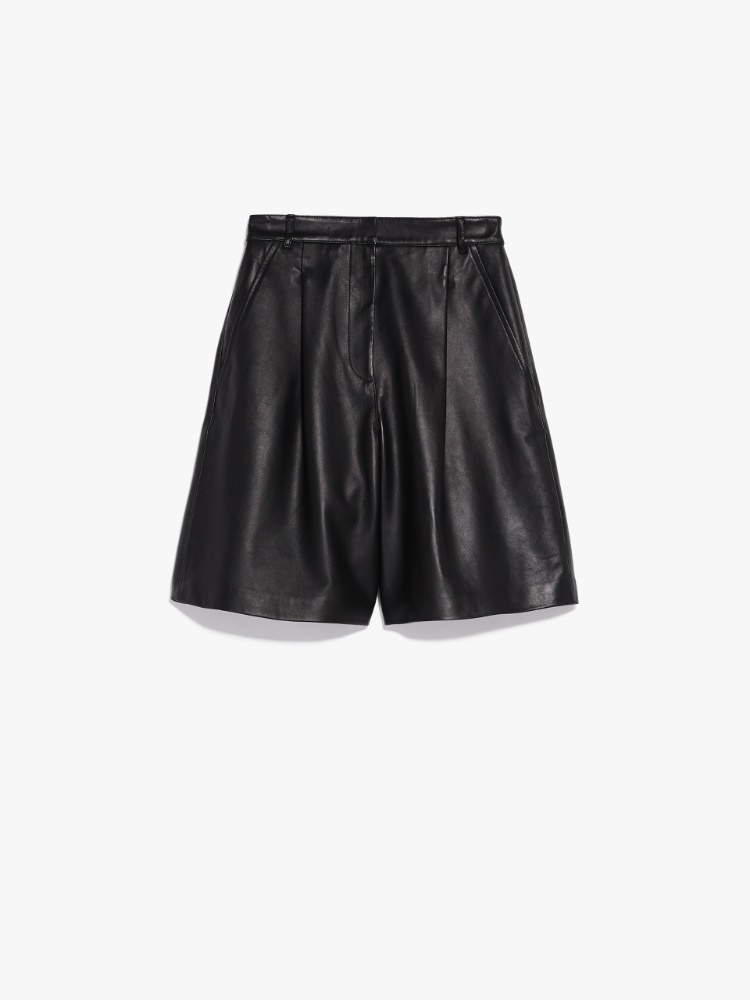 Nappa leather Bermuda shorts, black | Weekend Max Mara