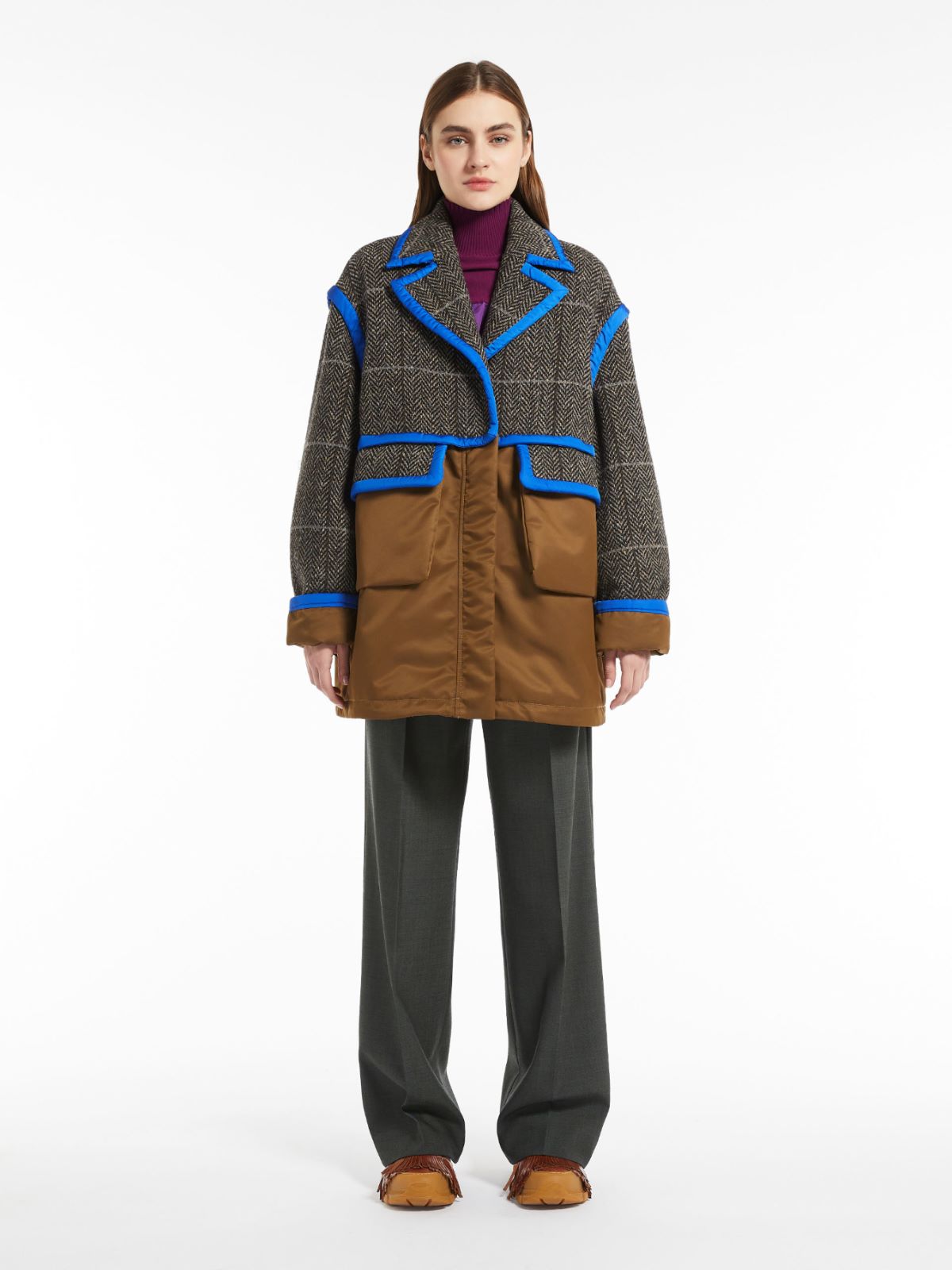Tweed and nylon pea coat - MEDIUM GREY - Weekend Max Mara - 2