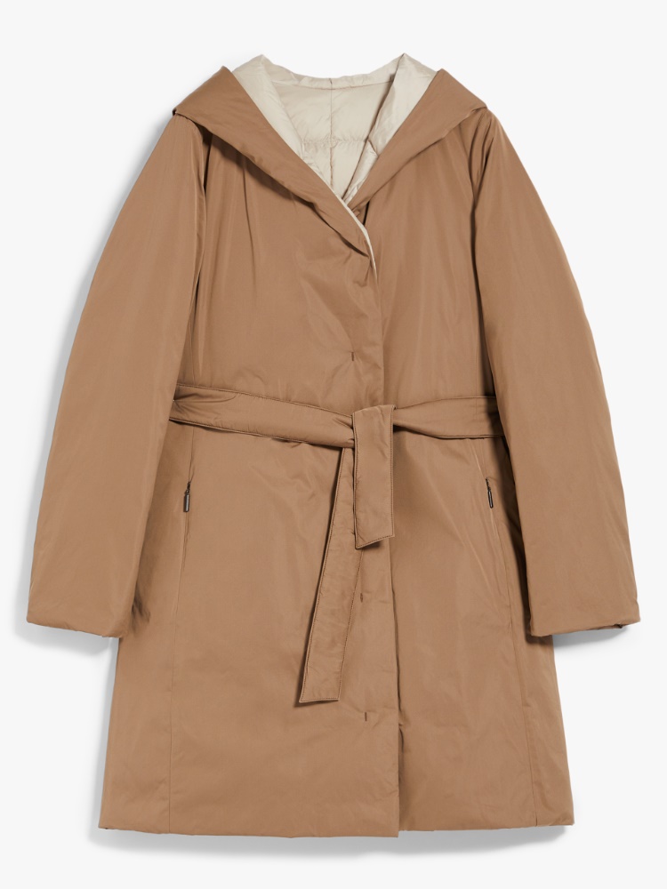 Reversible water-repellent fabric down jacket, camel | Weekend Max Mara