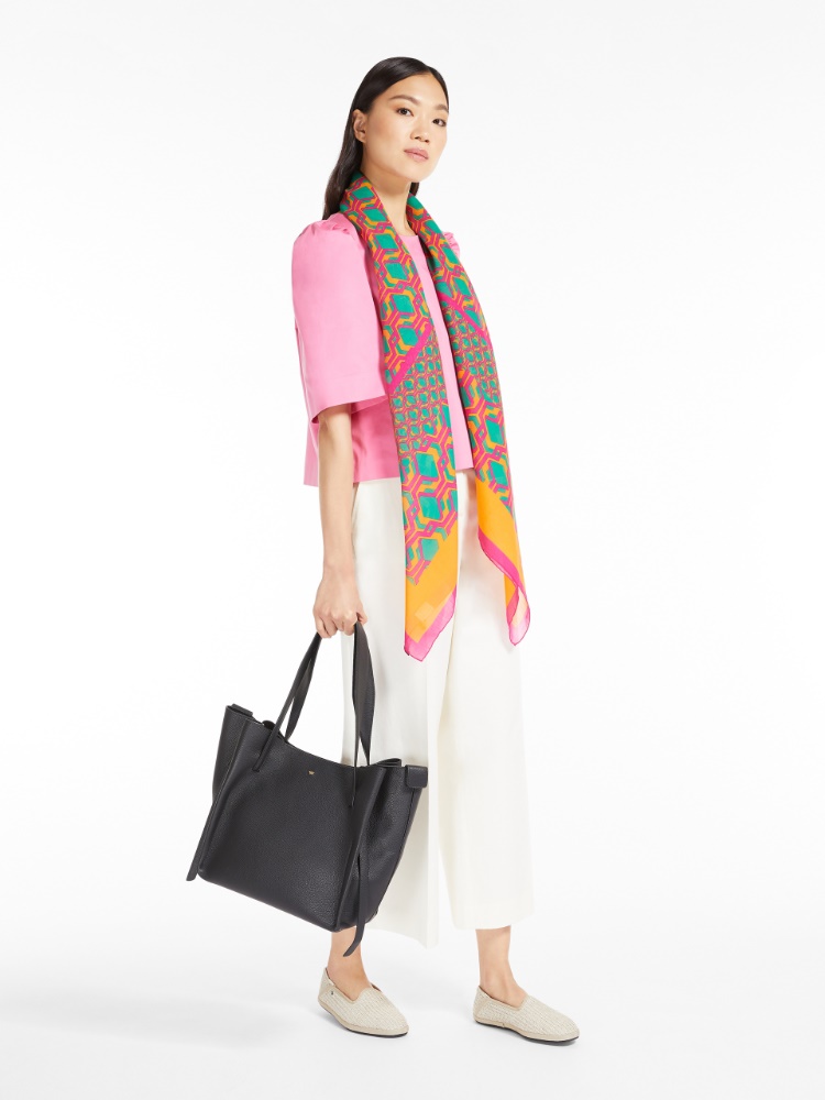 Leather shopping tote, black | Weekend Max Mara