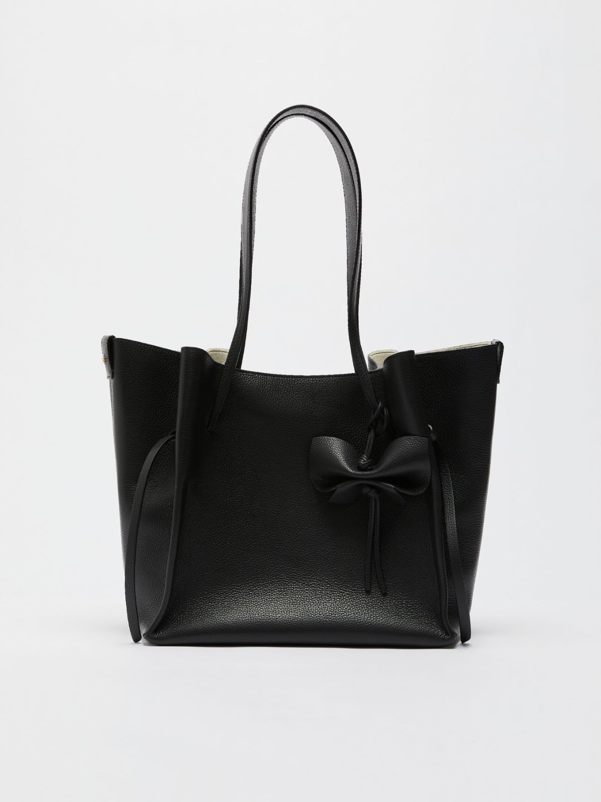Leather shopping tote, black | Weekend Max Mara