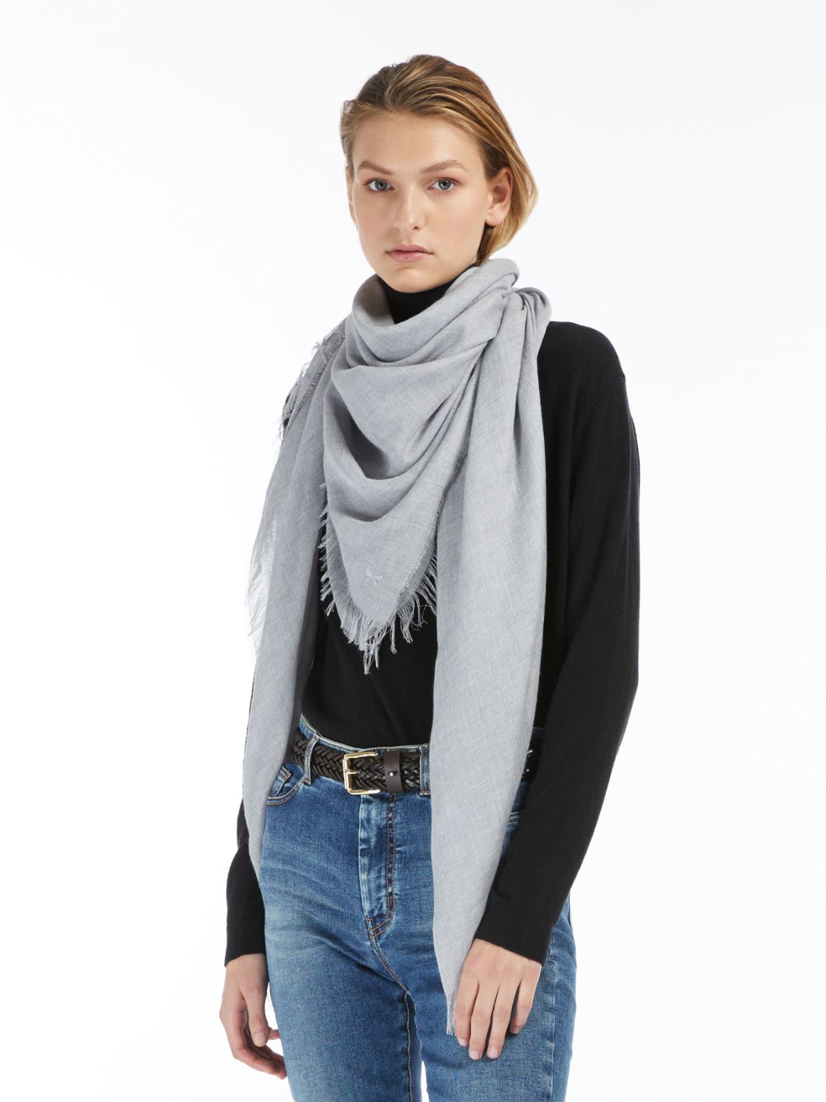 Viscose and cashmere stole - LIGHT GREY - Weekend Max Mara - 5 Viscose and cashmere stole - LIGHT GREY - Weekend Max Mara - 5