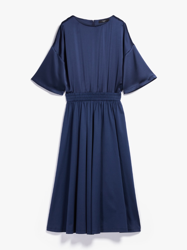 Cotton and satin jersey dress, midnightblue | Weekend Max Mara