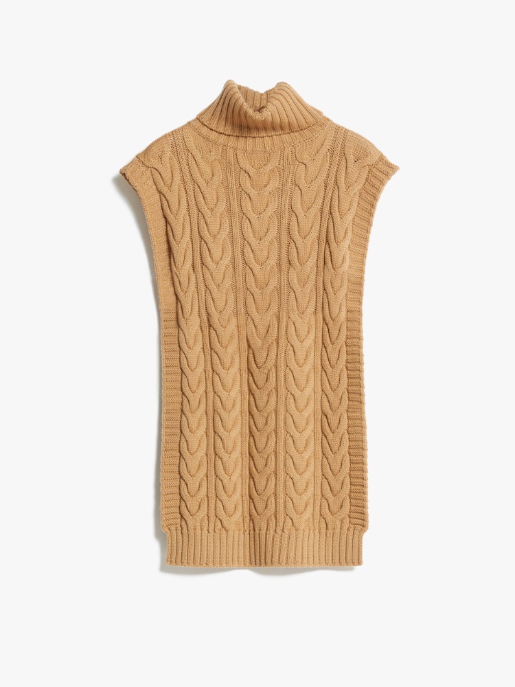 Cable-knit mini poncho, camel | Weekend Max Mara