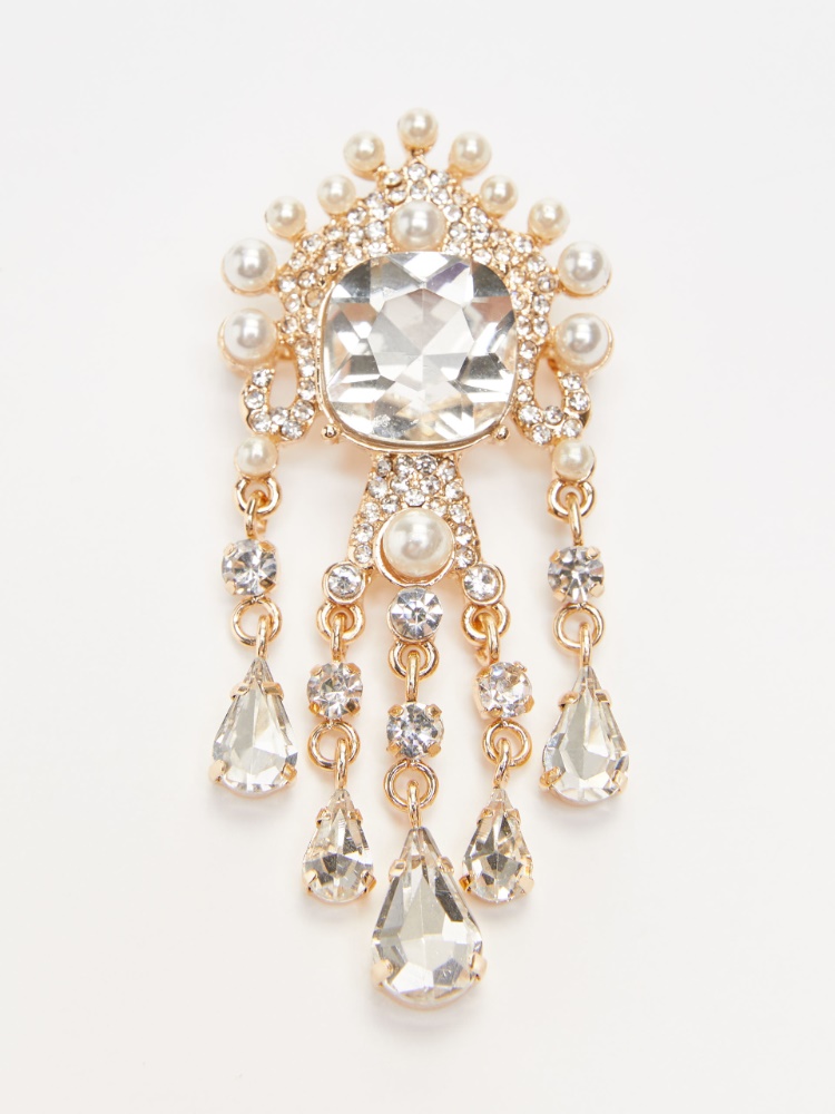 Rhinestone and pearl-adorned brooch -  - Weekend Max Mara