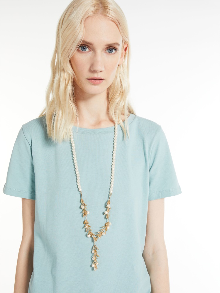 Pearl-adorned metal choker, beige | Weekend Max Mara