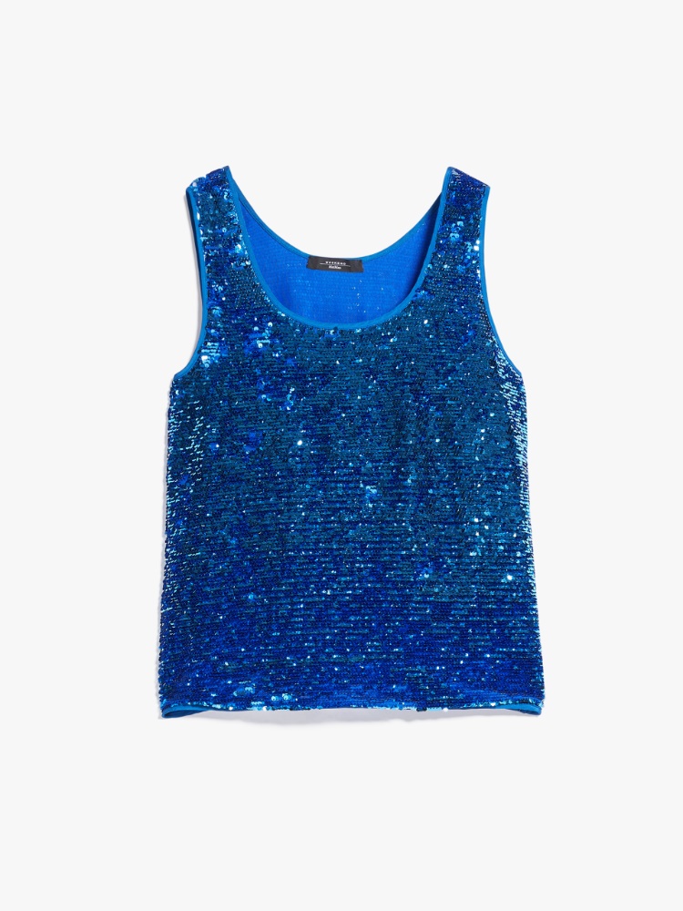 Sequinned top, light blue | Weekend Max Mara