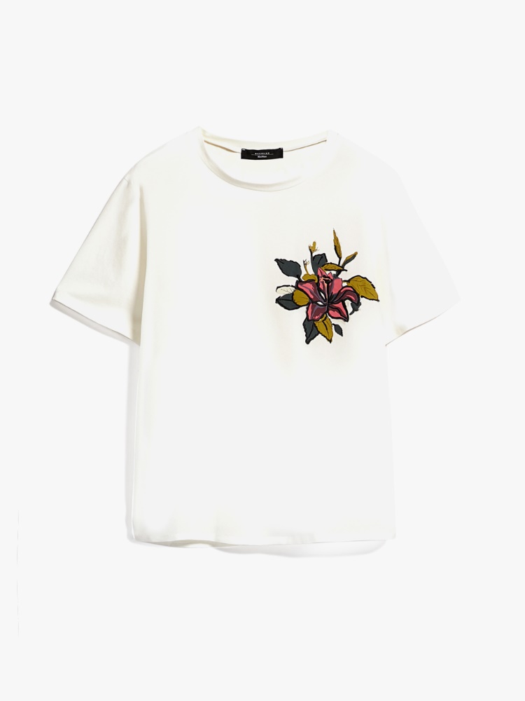 Crepe de chine T-shirt, white | Weekend Max Mara