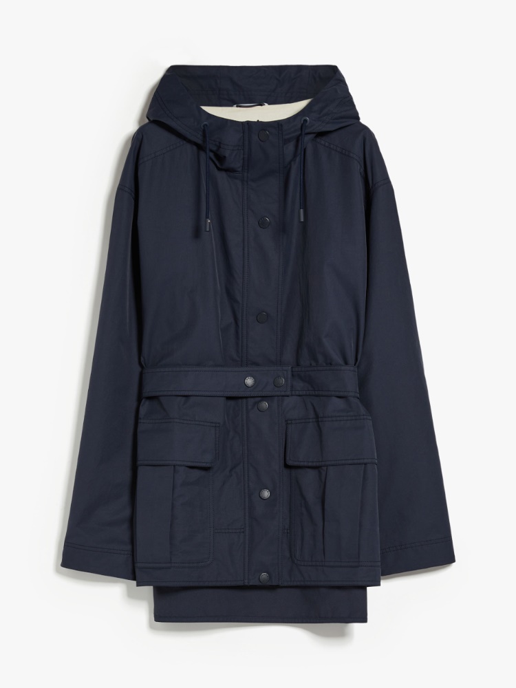 Water-repellent twill hooded jacket, navy | Weekend Max Mara