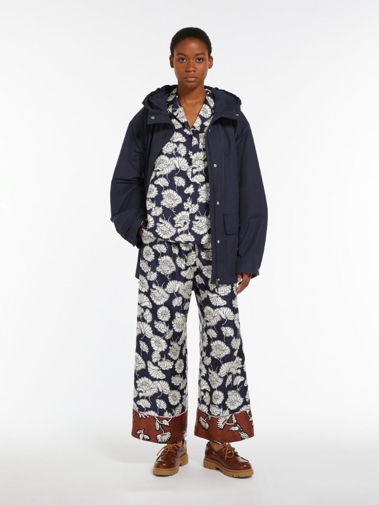 Water-repellent twill hooded jacket, navy | Weekend Max Mara 