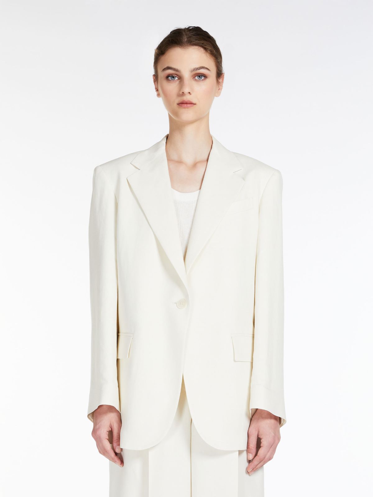 Viscose and linen blazer, ivory | Weekend Max Mara