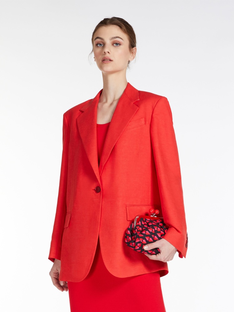 Viscose and linen blazer - RED - Weekend Max Mara