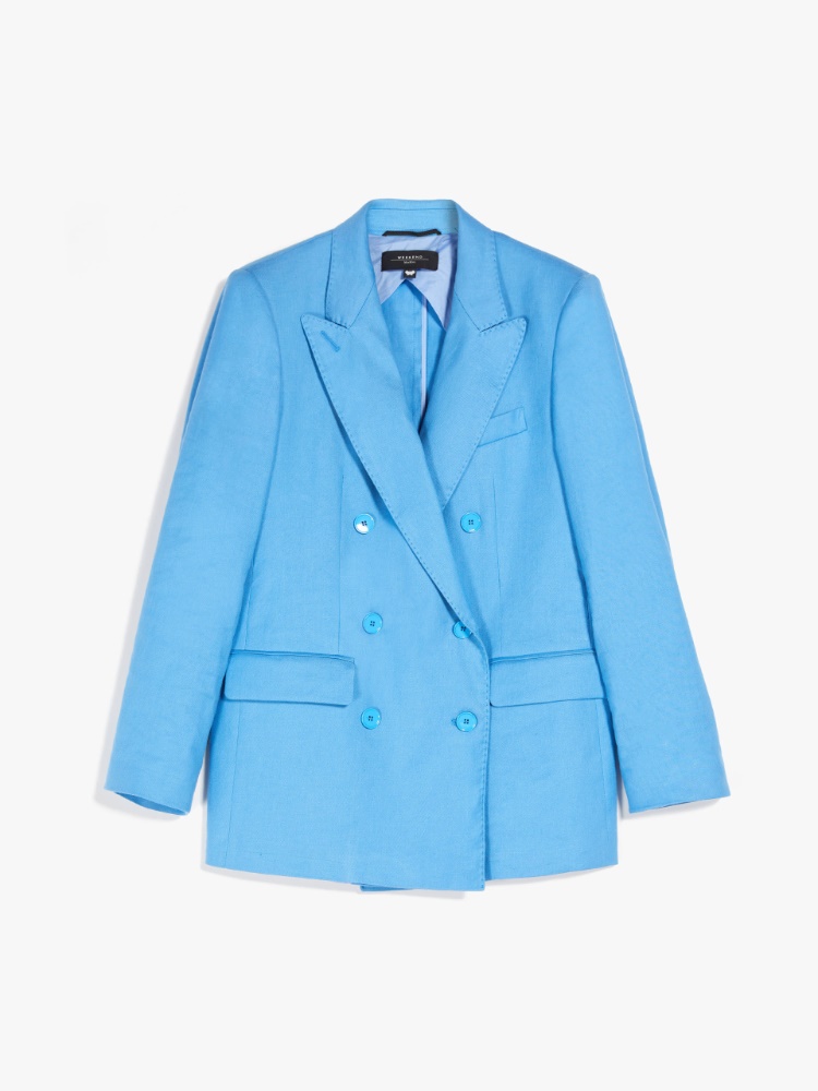 Linen and cotton blazer - LIGHT BLUE - Weekend Max Mara